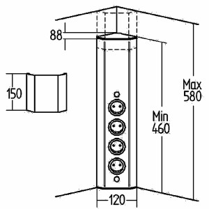 Pedro 460-580mm telescopic corner socket outlet,...