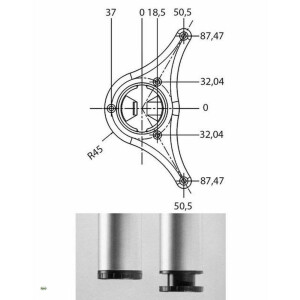 Table leg logo 71cm, height-adjustable + 3cm,...