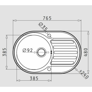 Kitchen sink SR Mini, built-in sink 76.5x48cm, kitchen...