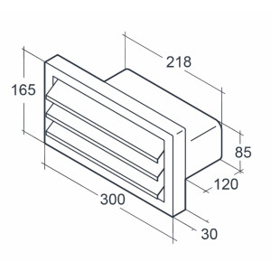 Flat duct 222x89mm, external grille, ventilation grille,...