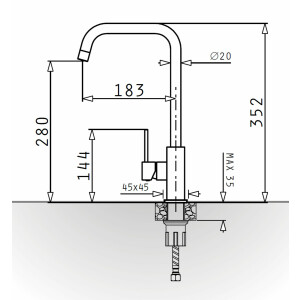 High-pressure kitchen tap, single-lever mixer Adelita,...