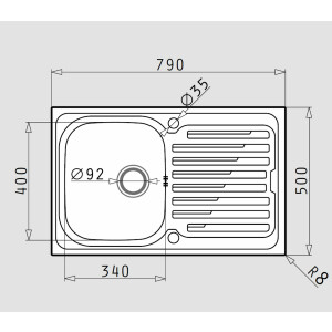 Amaltia built-in sink, kitchen sink 79x50cm, sink with...