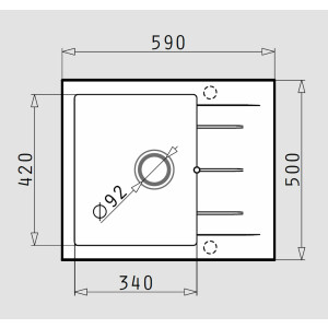 Kitchen sink 59x50cm, built-in sink Alazia, small 1 bowl...