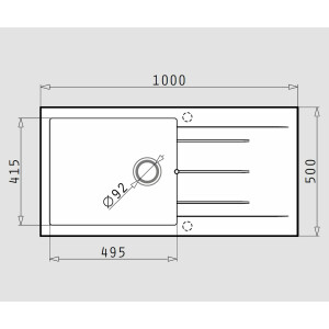 Built-in sink Alazia Plus, kitchen sink 100x50cm, large sink