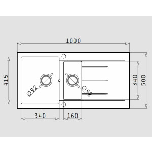 Kitchen sink Alazia 100x50cm, modern built-in sink, 1.5...