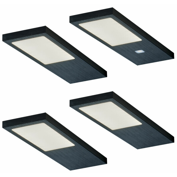 LED Küchen W, Unterbauleuchte Noir, Küchenleuchte warmweiß Gamma 4x4