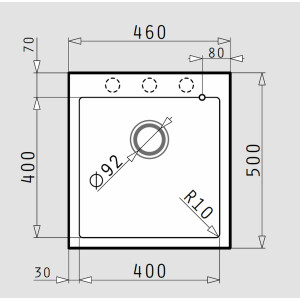 Istros kitchen sink, modern built-in sink 46x50 cm, 1 bowl