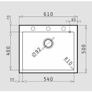 Istros kitchen sink, built-in sink 61x50 cm, 1 sink with...