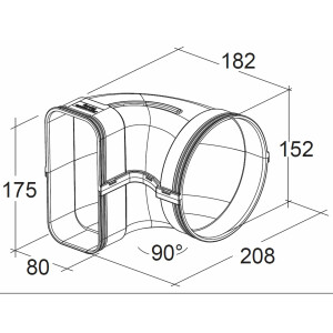 Flat duct 175x80mm to Ø 150mm, deflection piece...