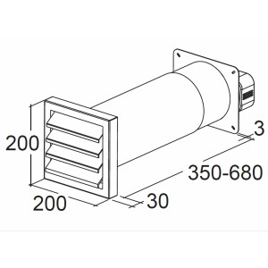 Flat duct 175x80mm, telescopic wall conduct 350-680mm,...