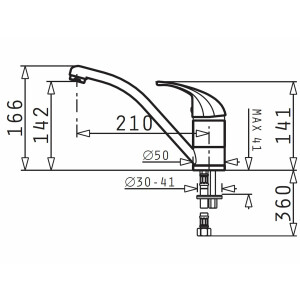 High-pressure kitchen tap, single-lever mixer Modo,...