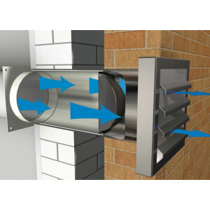 Wall box extractor Ø 150mm, external grille...