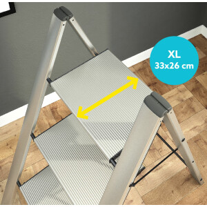 Aluminum folding step 3 XL steps, folding ladder max. 150...