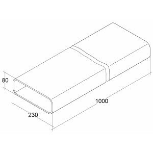 Flat duct 230x80mm, ventilation duct 100cm without...