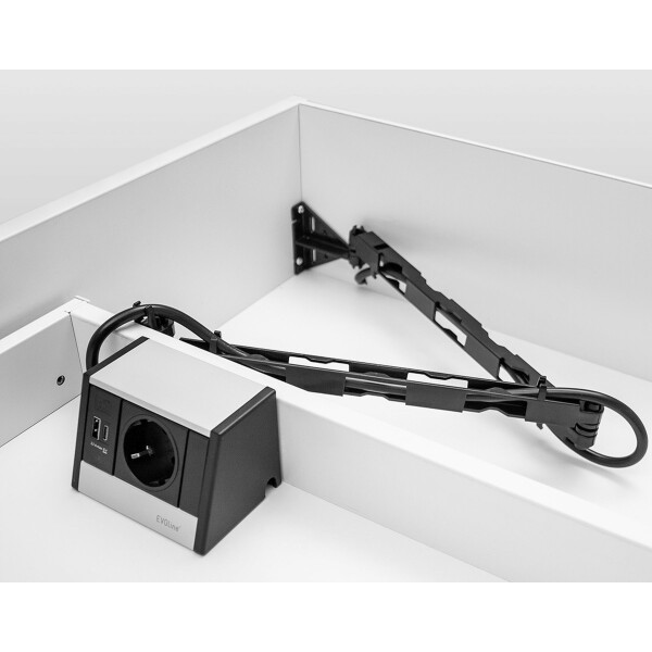 Einbausteckdose R-Dock mit Kabel, Steckdose Schublade USB A & USB C