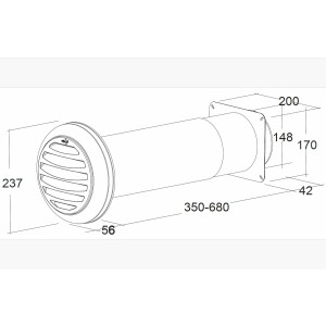 Round pipe Ø 150mm, telescopic wall sleeve...
