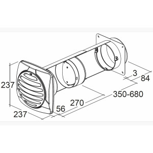 Round tube Ø 150mm, telescopic wall sleeve...