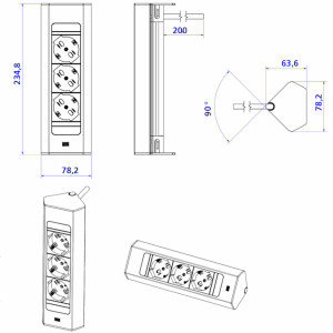 Twist 2 built-in socket outlet, USB A and USB C, built-in...