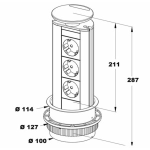 Kitchen socket outlet Evoline Port, built-in socket...