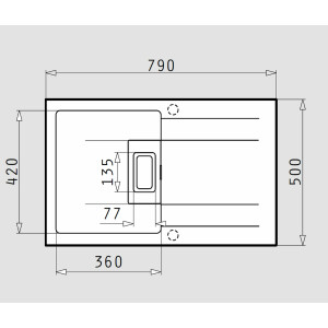 Kitchen sink Kartesio, built-in sink 79x50cm, sink with...