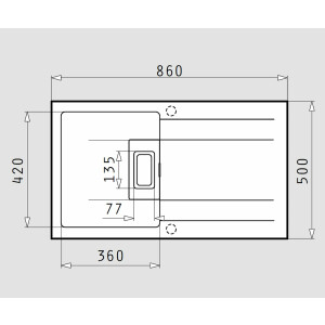 Kitchen sink Kartesio, built-in sink 86x50cm, sink with...