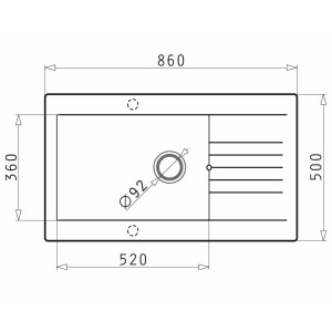 Kitchen sink 86x43.5cm, built-in sink Athlos, tap hole,...