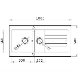 Kitchen sink 86x43.5cm, built-in sink Athlos, tap hole,...