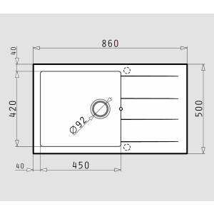 Kitchen sink 86x50cm, built-in sink Athlos Plus, large sink