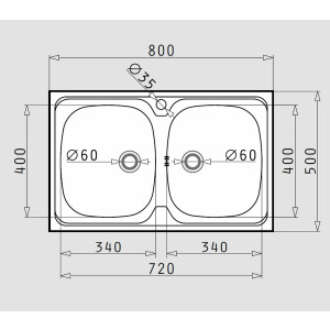 Kitchen sink 86x43.5cm, built-in sink Athlos, tap hole,...