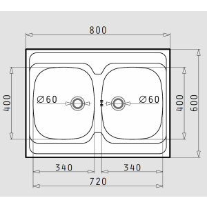 Kitchen sink 86x43.5cm, built-in sink Athlos, tap hole,...